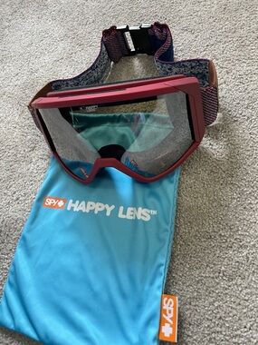 SPY Burgundy Red Snow Goggles with pouch